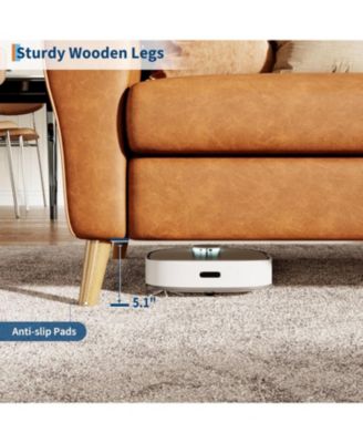 84" Sofa, 3 Seater Couch for Living Room, Modern Loveseat, PU Leather Sofa with Deep Seats and Wide Armrests, Wood Legs, Easy Assembly