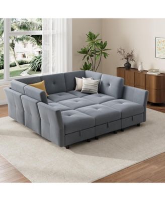 Modular Sectional Sofa, 143.8 Inch Sectionals Couch U Shaped Sofa with Storage Ottoman, 9 Seat Comfy Sectional Couches