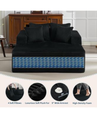 Oversized Chaise Lounge Chair 54 61" Indoor Corduroy Cloud Boneless Single Couch Sofa with 4 Pillows Armrests & Deep Seat No Assembly