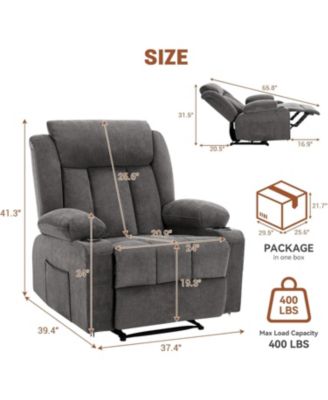Manual Recliner Chair with Massage & Heat,Classic and Traditional Oversized Recliner Chair,8-Point Vibration, Lumbar Heating
