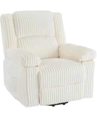 Corduroy Recliner Chair, Manual Recliner Sofa with Handle, Pillow Top Arms, Thick Padding, Side Pocket