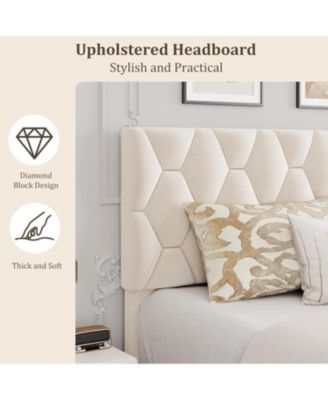 Bed Frame, Upholstered Bed Frame, Heavy-Duty Platform Bed Frame with Height Adjustable Fabric Headboard