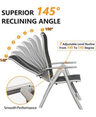 Patio Folding Chairs Set of 2, Aluminium Frame Outdoor Reclining Patio Chairs Soft Cotton-Padded Seat