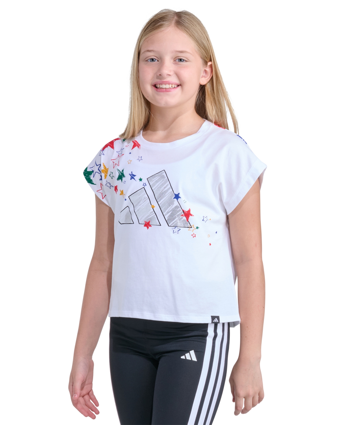 adidas Girls' 8-16 Short-Sleeve Boxy Fit T-Shirt