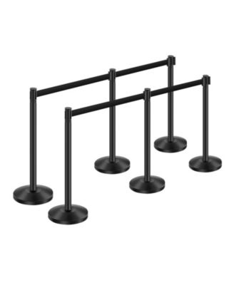 6 Piece Crowd Control Stanchion Set with Retractable Belts for Exhibitions