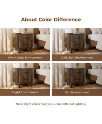 Mid Century Modern Nightstand, Walnut Night Stand with Curved Edge, Nightstand with Drawers