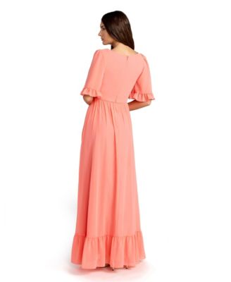Women's Ieena Faux Wrap Ruffle Trim A Line Gown