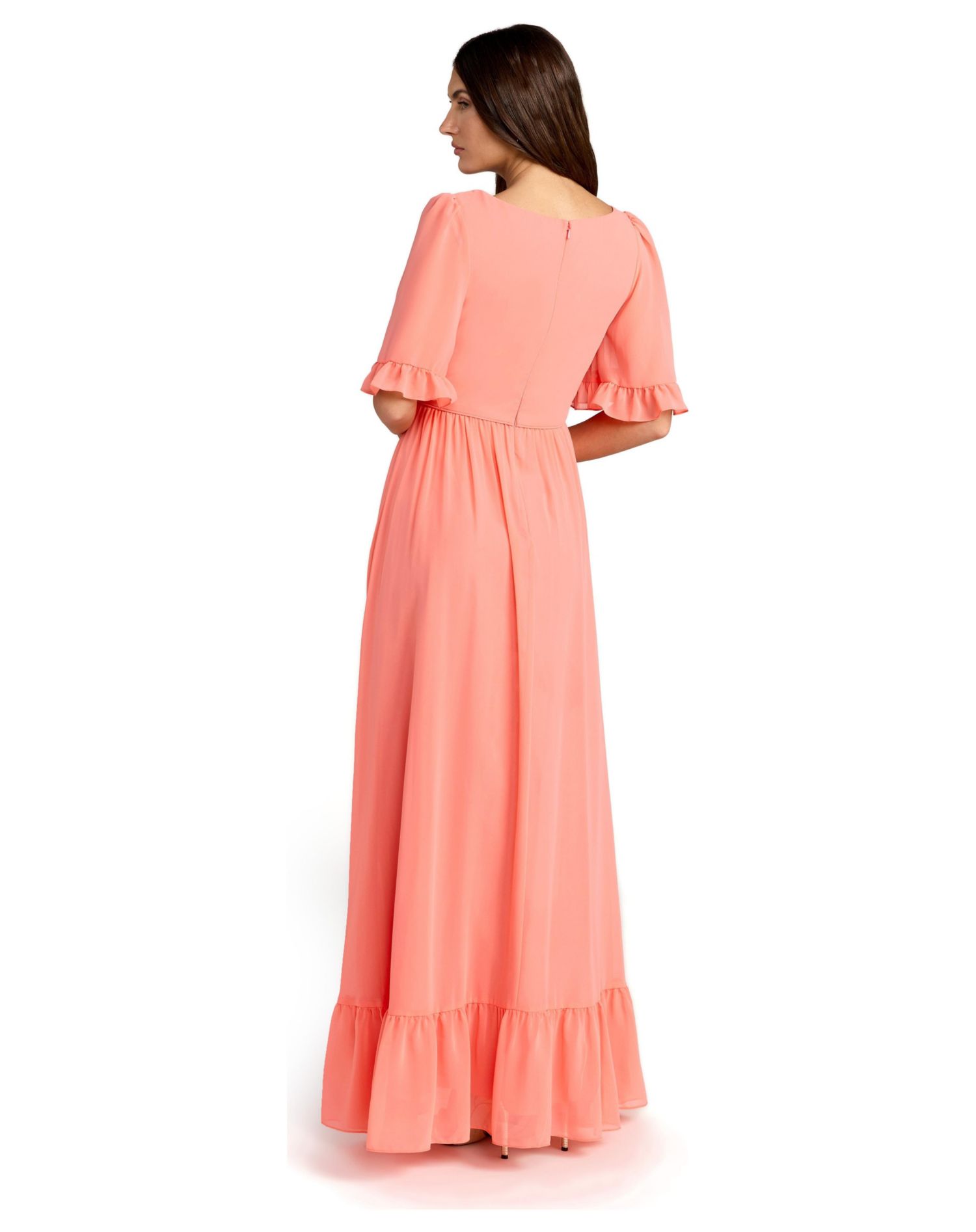 Women's Ieena Faux Wrap Ruffle Trim A Line Gown
