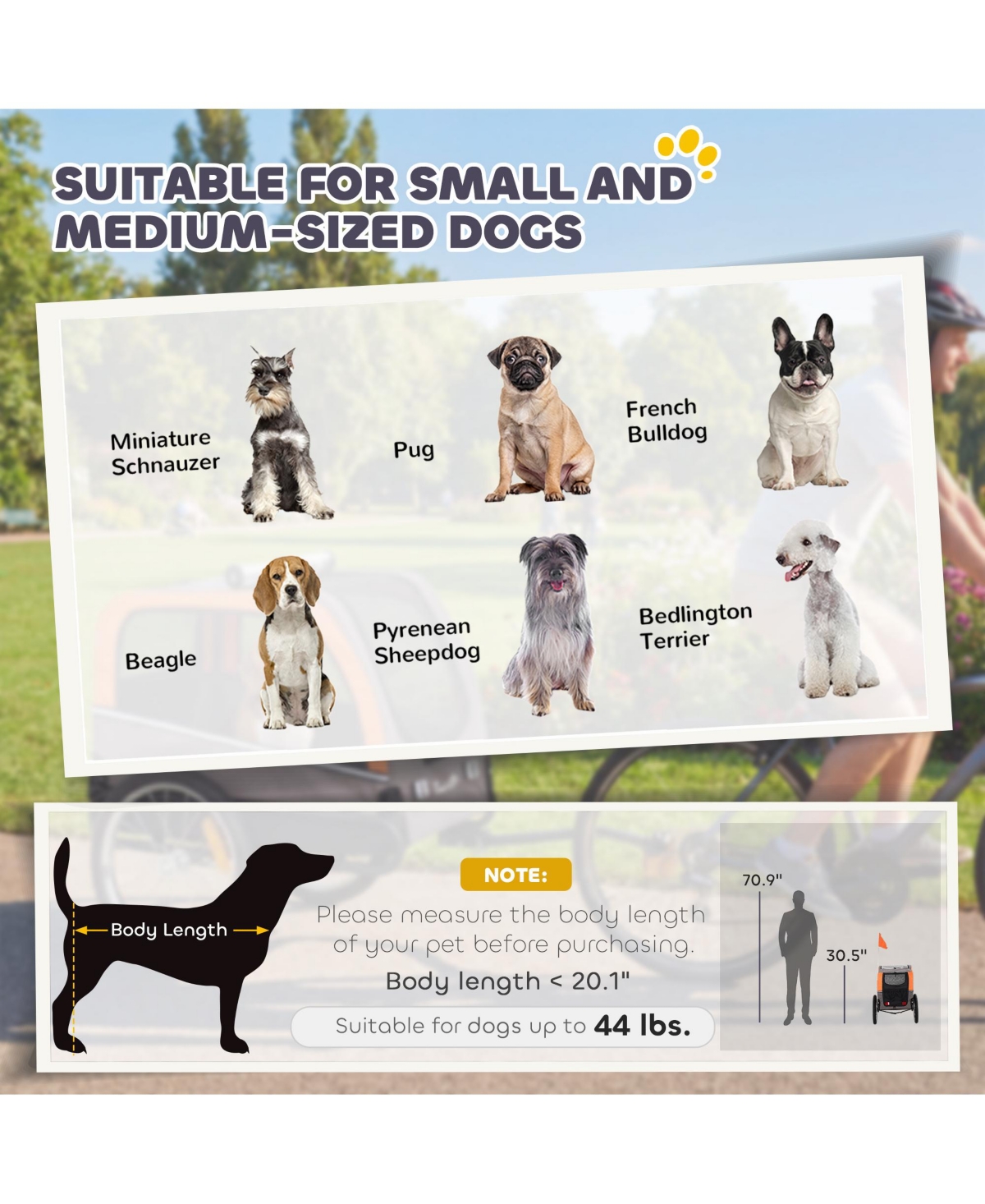 PawHut Dog Bike Trailer, Pet Cart Wagon Cart Carrier Attachment