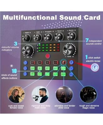 Podcast Equipment Bundle Audio Interface with All In One Live Sound Card Professional Condenser Microphone for Recording Live Streaming