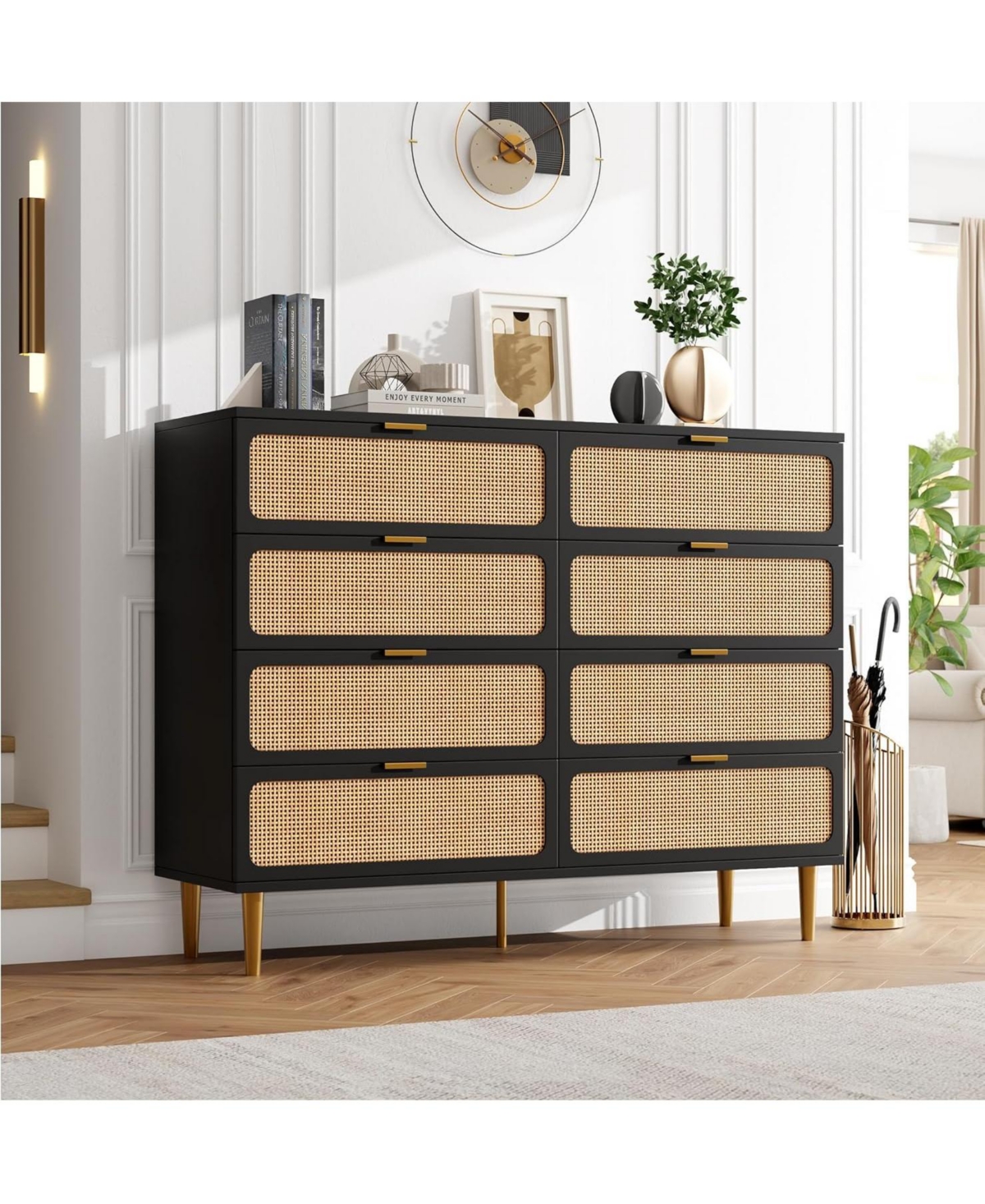 gaomon 8-Drawer Rattan Tall Storage Dresser