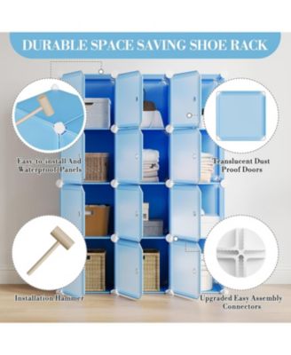 Space-Saving Modular Shoe Storage Cabinet – 12-Cube Stackable Organizer with Doors