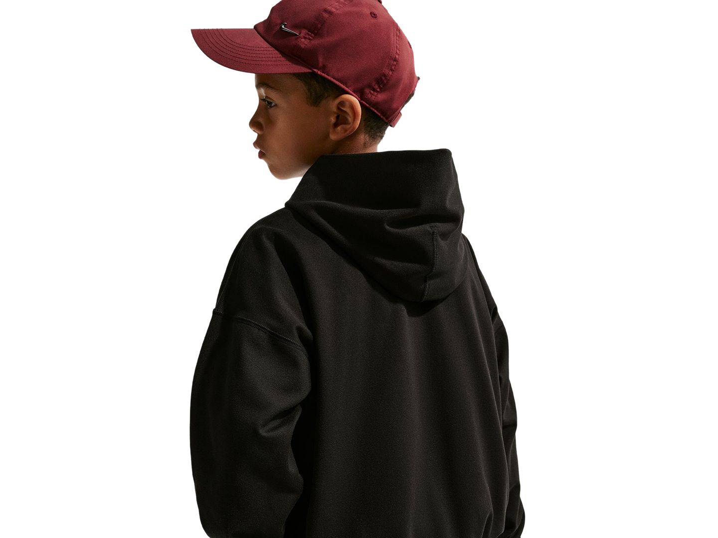 Худи Nike Dri-Fit Hooded Sweatshirt для мальчиков, цвет: Чёрный / Белый — фото 4