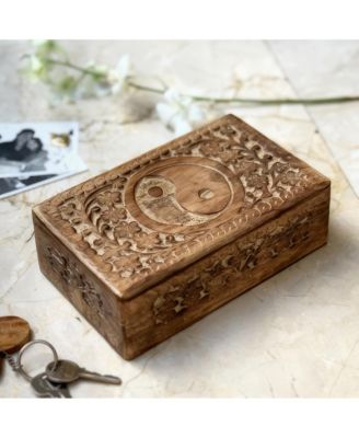 Handmade Wooden Box Organizer - Yin Yang Design - Perfect Gift