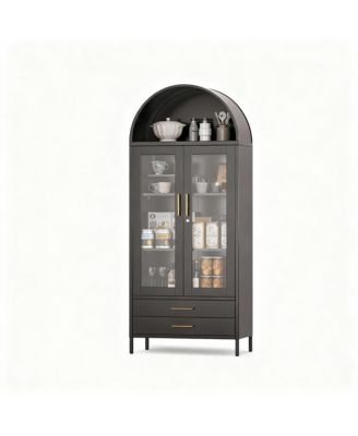 Stylish Metal Arched Bookshelf Cabinet for Home Office and Living Room