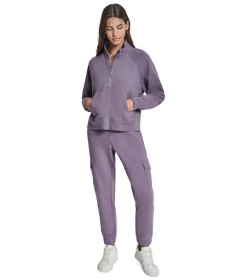 DKNY Women's Studded-Logo Half-Zip Sweatshirt