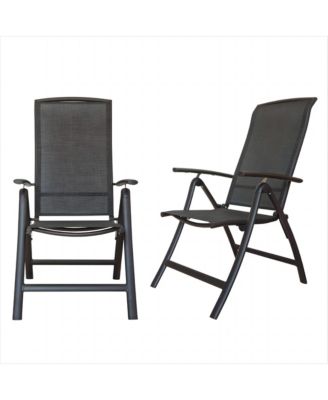 Folding Patio Chairs Set of 2, Aluminium Frame Reclining Sling Lawn ChairsTextilene Chairs