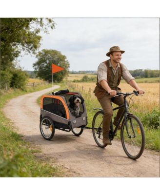Foldable Pet Bike Trailer Carrier for Dogs & Small Animals, Collapsible Bicycle Attachment