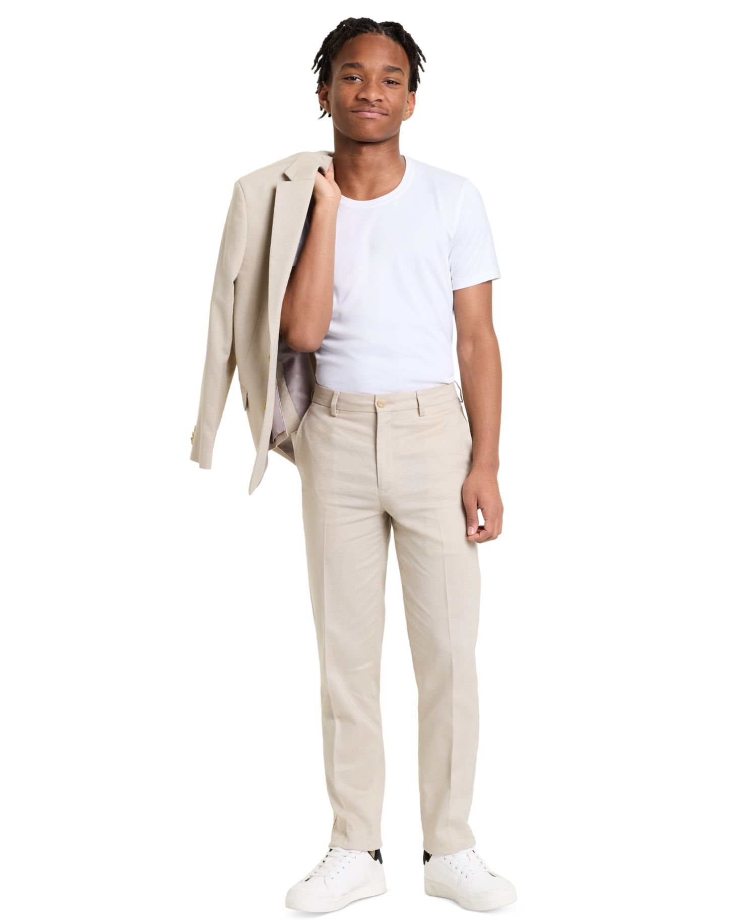 Boys' 8-20 Linen Khaki Button-Up Pants