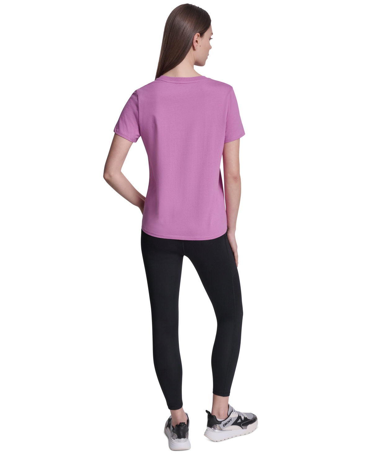 Dkny Sport Women's Rhinestone Varsity Logo Relaxed Fit Pull-On T-Shirt