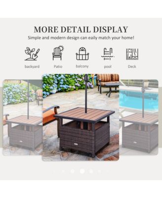 Rat Wicker Outdoor Accent Table Umbrella Sd with Umbrella Insert