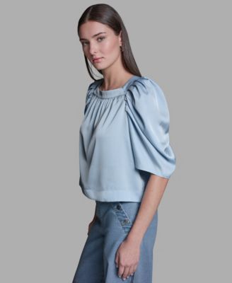 Women's Square Neck Puff-Sleeve Top