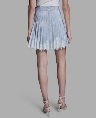 Women's Lace Trim Pleated Mini Skirt