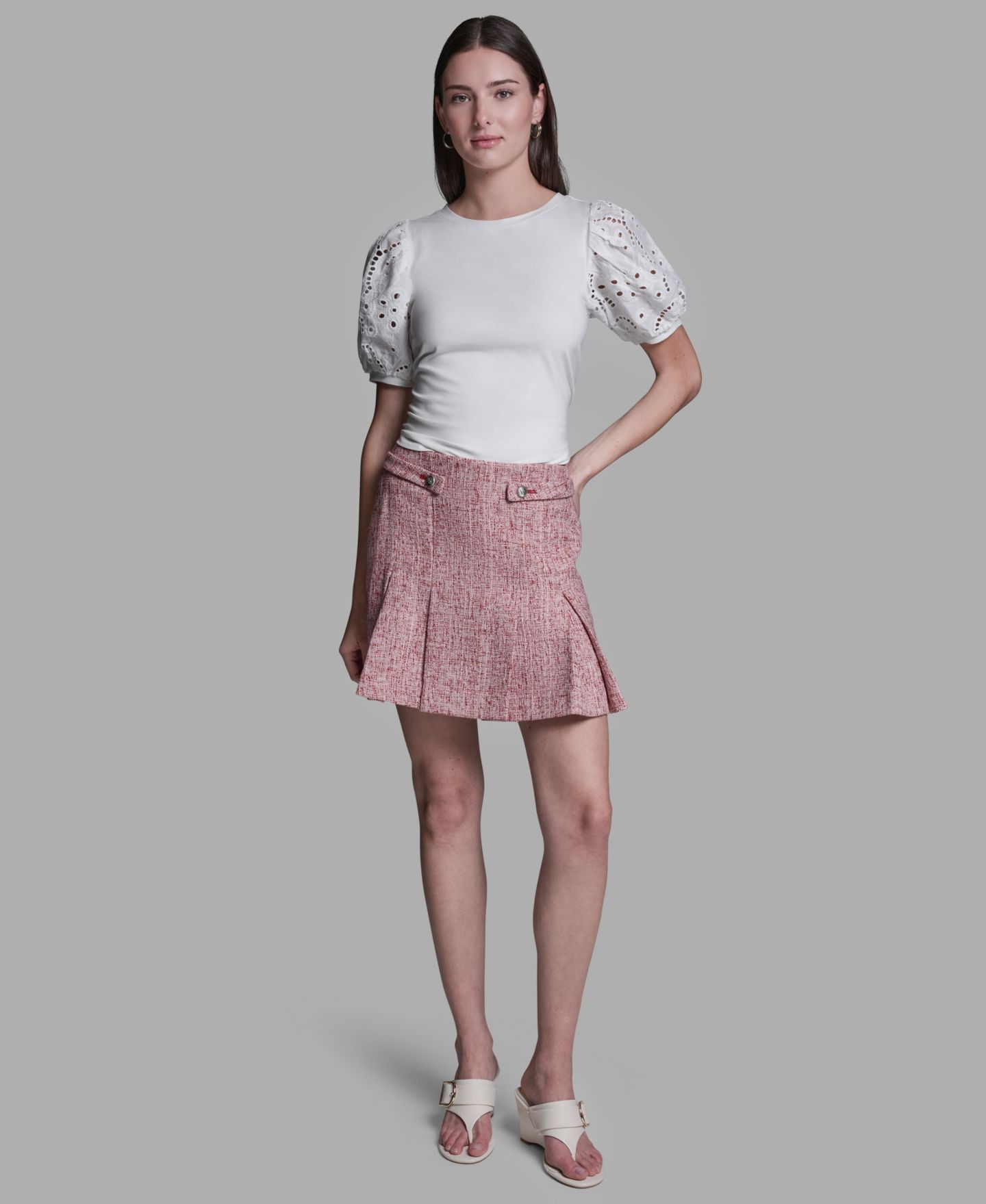 Женская юбка BCBG Pleated Mini, цвет: Красный разноцветный — фото 2