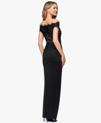 Petite Lace Off-the-Shoulder Ball Gown