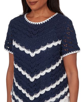 Petite Chevron Crochet Short-Sleeve Top