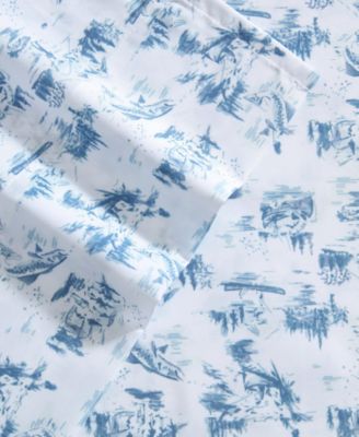 Fish Town Toile Temperature Regulating Microfiber 4-Pc. Sheet Set, Queen