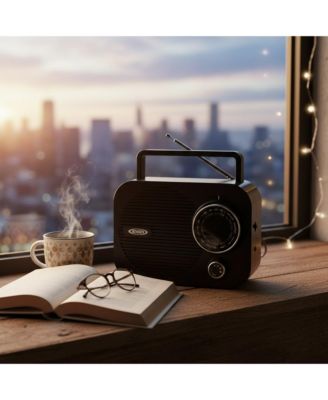 MR550BK BLACK PORTABLE AM FM RADIO W/ AUXILLARY INPUT