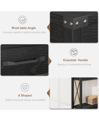 Console Table with 2 Drawers, Farmhouse Sofa Table with Storage Shelf, Accent Wood Entryway Table for Living Room, Hallway