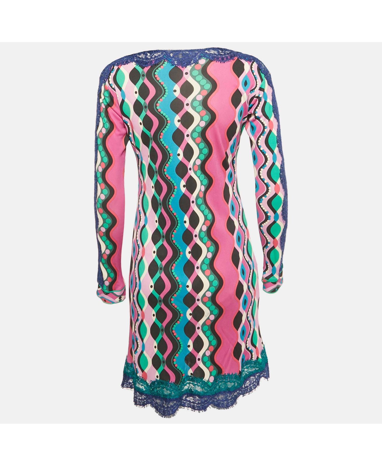 Women's Printed Jersey Lace Detail Mini Dress