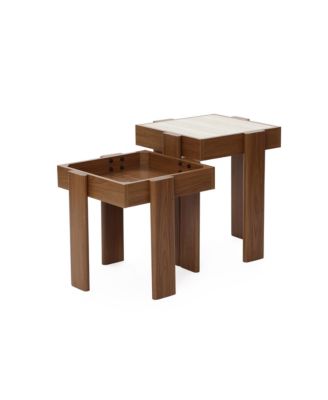 2-Tier Farmhouse Side Table, Engineered Wood Sofa or Bedside Storage Stand