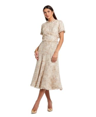 Petite Boucle Short Sleeve A Line Midi Dress