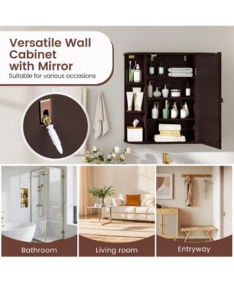 Volenca Wall-Mounted Bathroom Mirror Cabinet with Storage Shelves