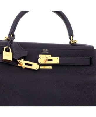 Kelly 28 Handbag Black Togo with Gold Hardware