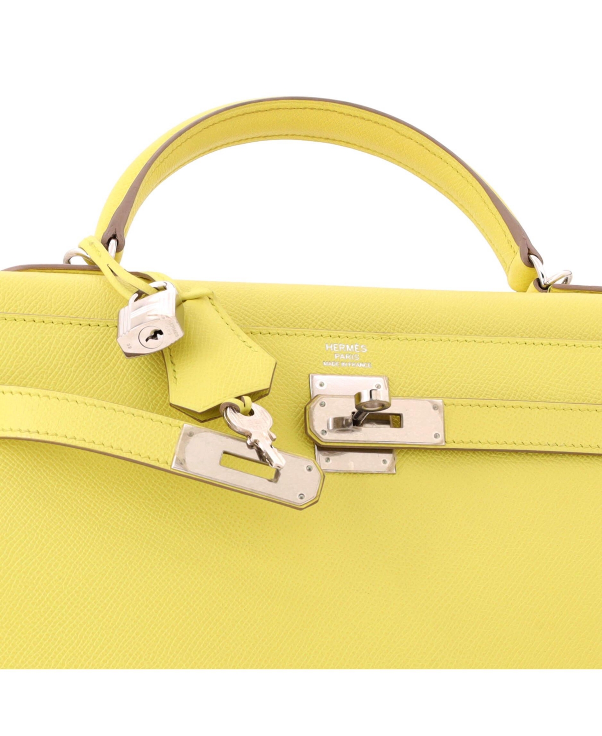 Pre-Owned HERMES Kelly 32 Handbag Yellow Epsom with Palladium Hardware