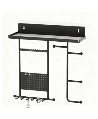 Wall-Mounted Jewelry Wall Rack with Soft Pads, Dual Mounting, Rust-Resistant Metal