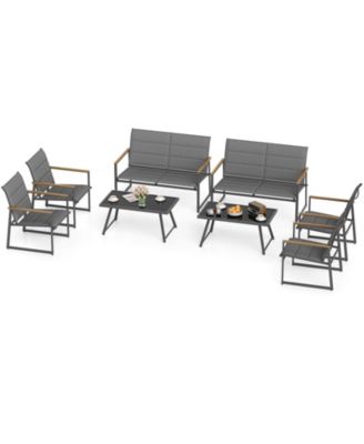 8-Piece Patio Furniture Set Outdoor Conversation Set w/ Padded Fabric Seats