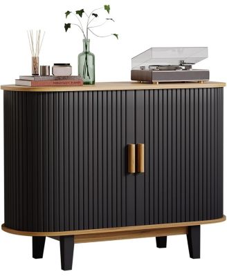 40" Fluted Sideboard Buffer Cabinet, Storage Cabinet with Sliding Door & Adjustable Shelf, for Living & Dining Room Kitchen Hallway