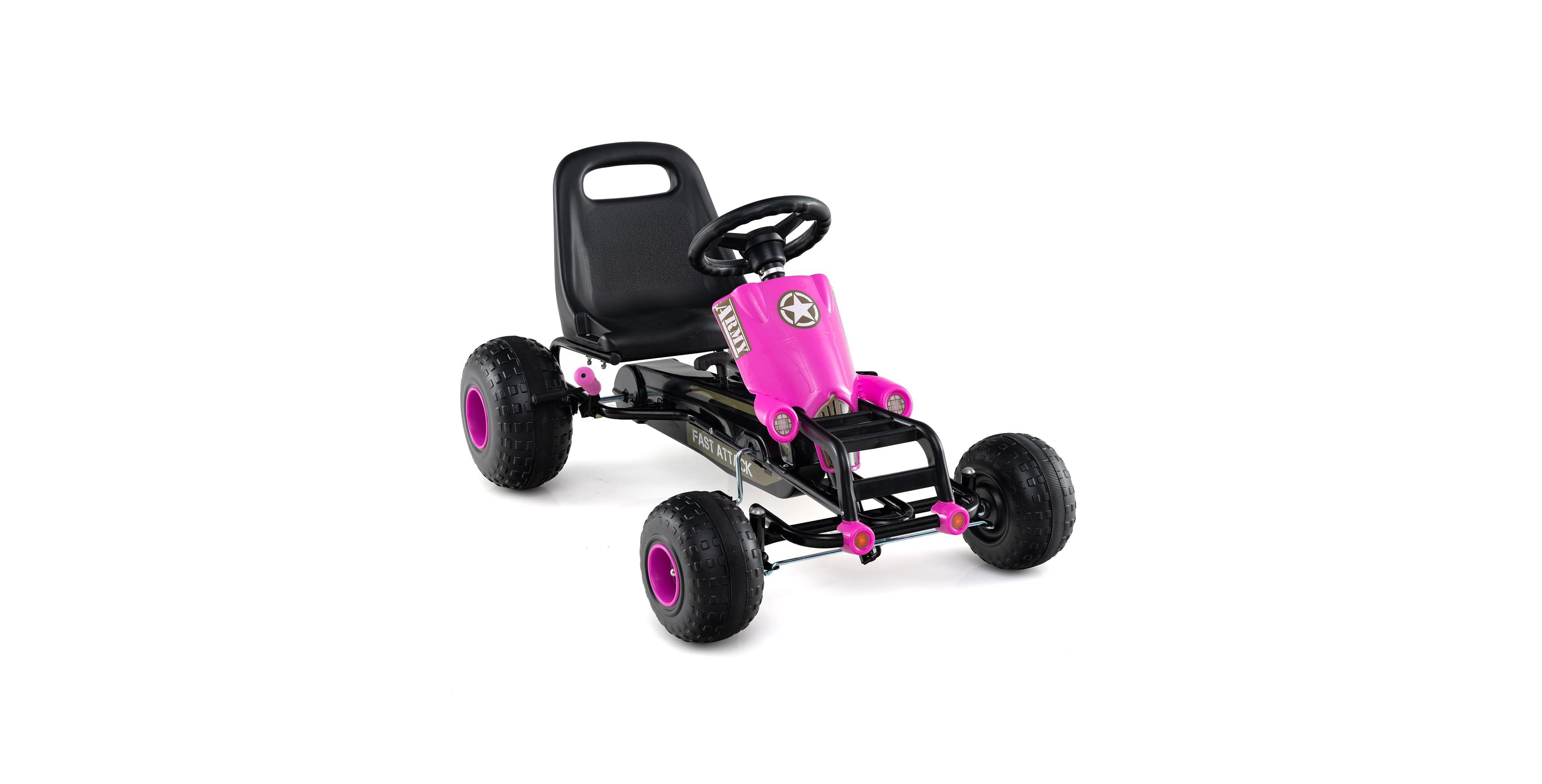 Mecale Kids Pedal Go-Kart with Steering Wheel and Hand Brake, 37.5"L x 25.5"W x 22"H, Ages 3-8