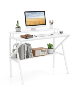 Computer Desk with Monitor Stand and Extra Storage