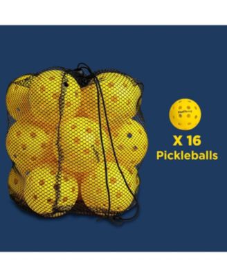 Outdoor Pickleball Balls 16 Pack with 40 Holes Official 74mm Size Durable Practice Balls with Portable Mesh Bag for All Skill Levels