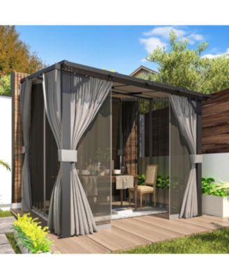 8'x8' Wall Gazebo with Curtains and Mosquito Netting