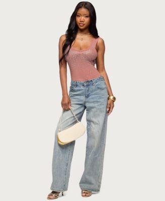 Women's Angelita Rhinestone Sheer Mesh Bodysuit