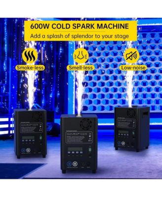 600W Safe Indoor Cold Spark Machine with DMX, Wireless Control & 13ft Adjustable Spray for Stages