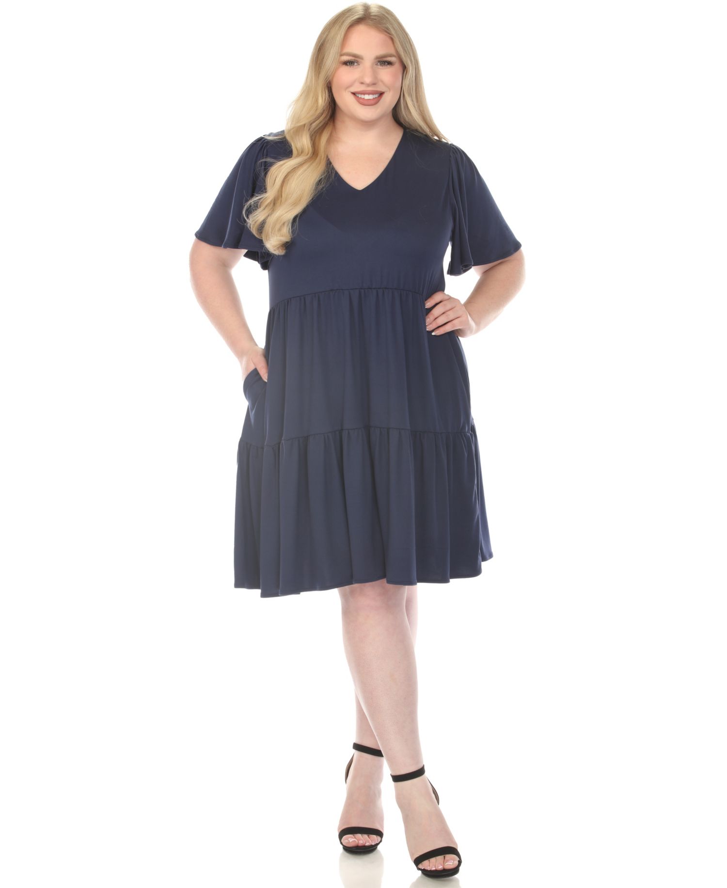Plus Size V-Neck Short-Sleeve Dress