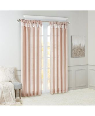 Twist Tab Faux Silk Window Curtain Panel, 50" W x 84" H, Single Panel